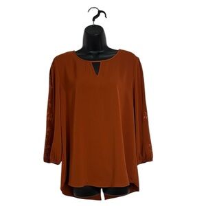 NWT Market & Spruce Burnt Orange Hersten Embroidery Detail Top Sz L